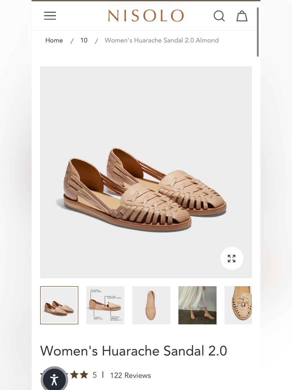 Nisolo Women's Huarache Sandal 2.0 Almond